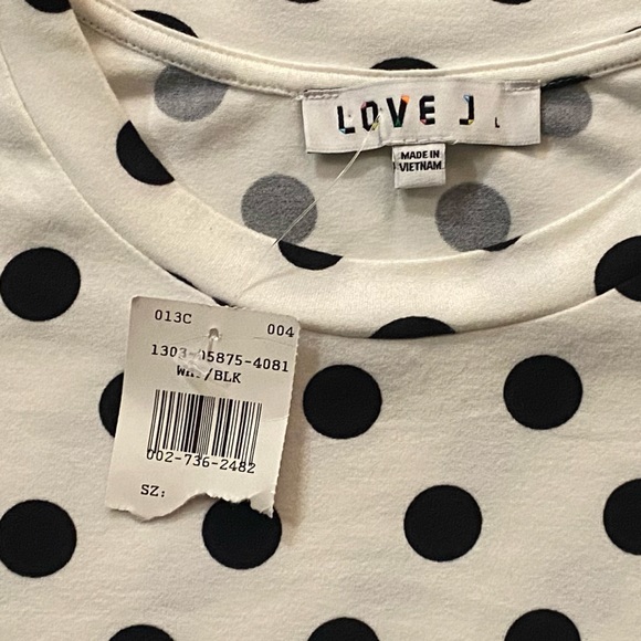 SOLD! NEW! Boutique White & Black Polka Dots Layered Ruffle Sleeve Top L - Picture 14 of 14